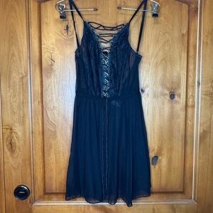 Escante Collection Black Lace-Up Lingerie Chemise, XL